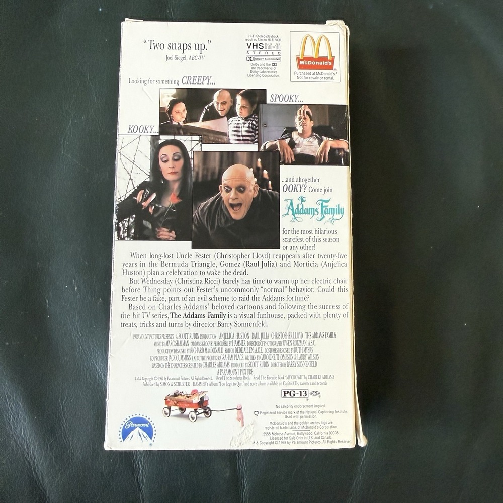 Rare The Adams Family (VHS, 1991) McDonald's‎ Exclusive - Vintage Movie - Picture 3 of 13